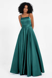 Spaghetti Straps Satin Ball Prom Gowns Long Formal Evening Party Gowns Dresses