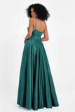 Spaghetti Straps Satin Ball Prom Gowns Long Formal Evening Party Gowns Dresses