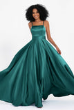 Spaghetti Straps Satin Ball Prom Gowns Long Formal Evening Party Gowns Dresses