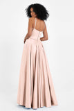Spaghetti Straps Satin Ball Prom Gowns Long Formal Evening Party Gowns Dresses