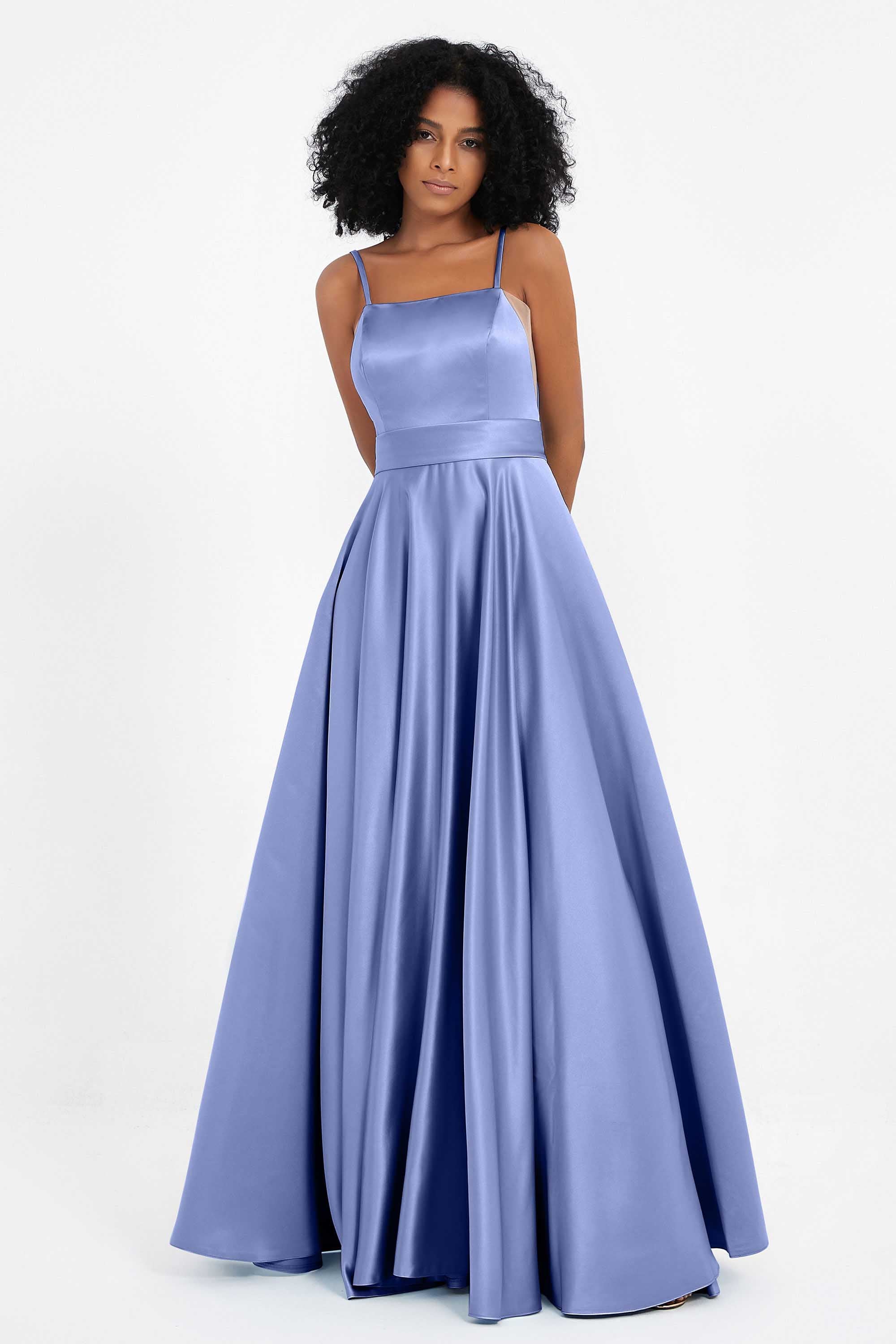 Spaghetti Straps Satin Ball Prom Gowns Long Formal Evening Party Gowns Dresses