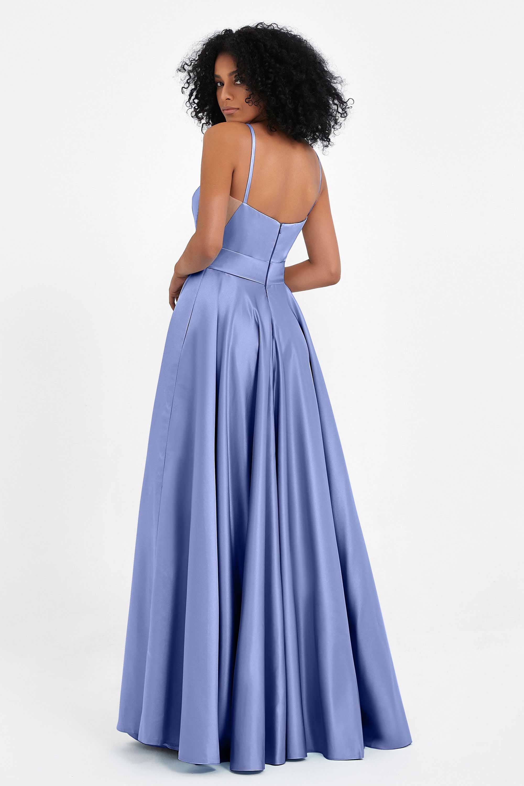 Spaghetti Straps Satin Ball Prom Gowns Long Formal Evening Party Gowns Dresses