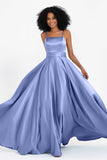 Spaghetti Straps Satin Ball Prom Gowns Long Formal Evening Party Gowns Dresses