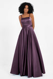 Spaghetti Straps Satin Ball Prom Gowns Long Formal Evening Party Gowns Dresses