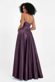 Spaghetti Straps Satin Ball Prom Gowns Long Formal Evening Party Gowns Dresses