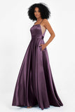 Spaghetti Straps Satin Ball Prom Gowns Long Formal Evening Party Gowns Dresses