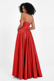 Spaghetti Straps Satin Ball Prom Gowns Long Formal Evening Party Gowns Dresses