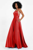 Spaghetti Straps Satin Ball Prom Gowns Long Formal Evening Party Gowns Dresses