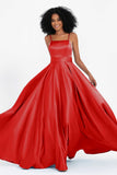 Spaghetti Straps Satin Ball Prom Gowns Long Formal Evening Party Gowns Dresses