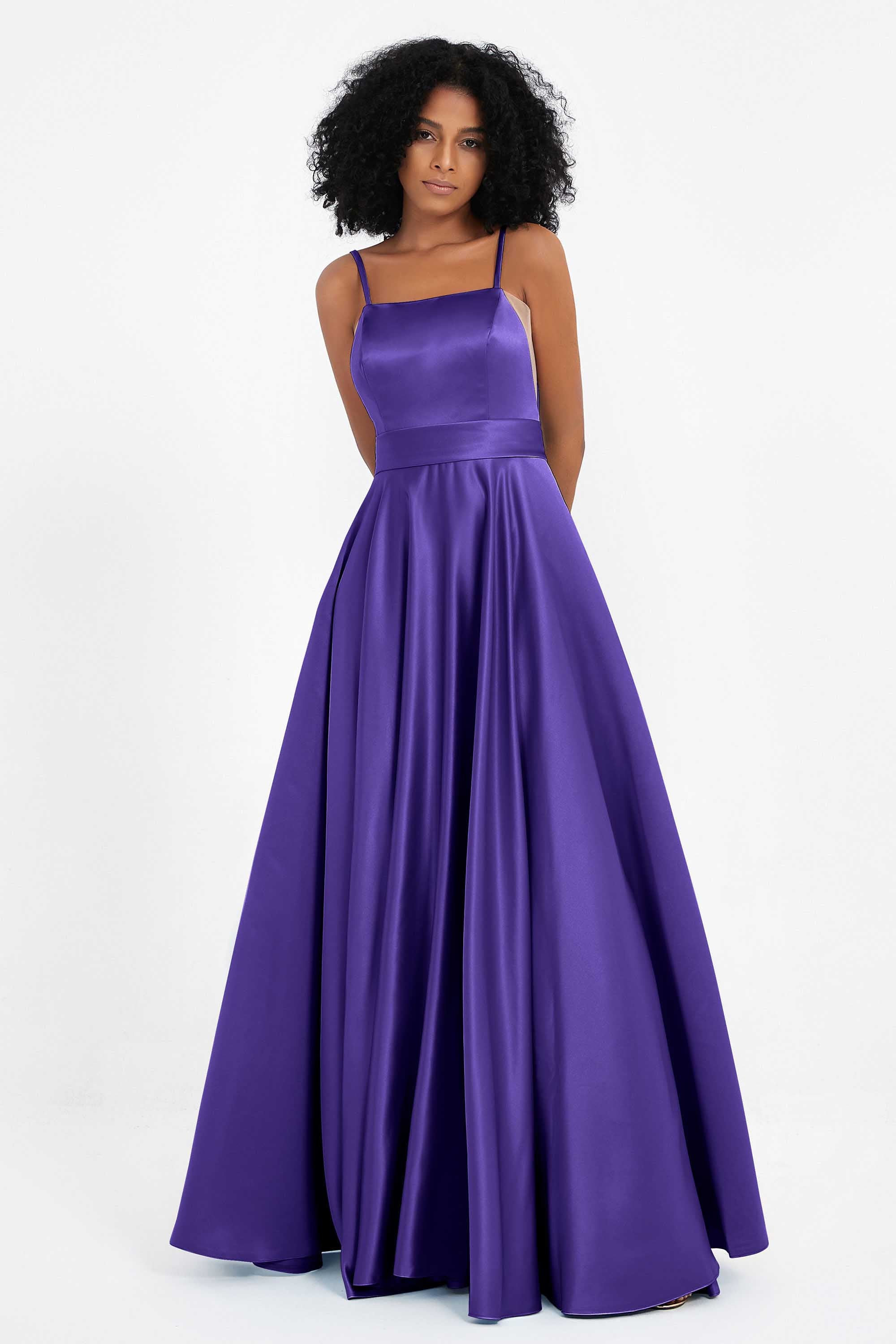 Spaghetti Straps Satin Ball Prom Gowns Long Formal Evening Party Gowns Dresses