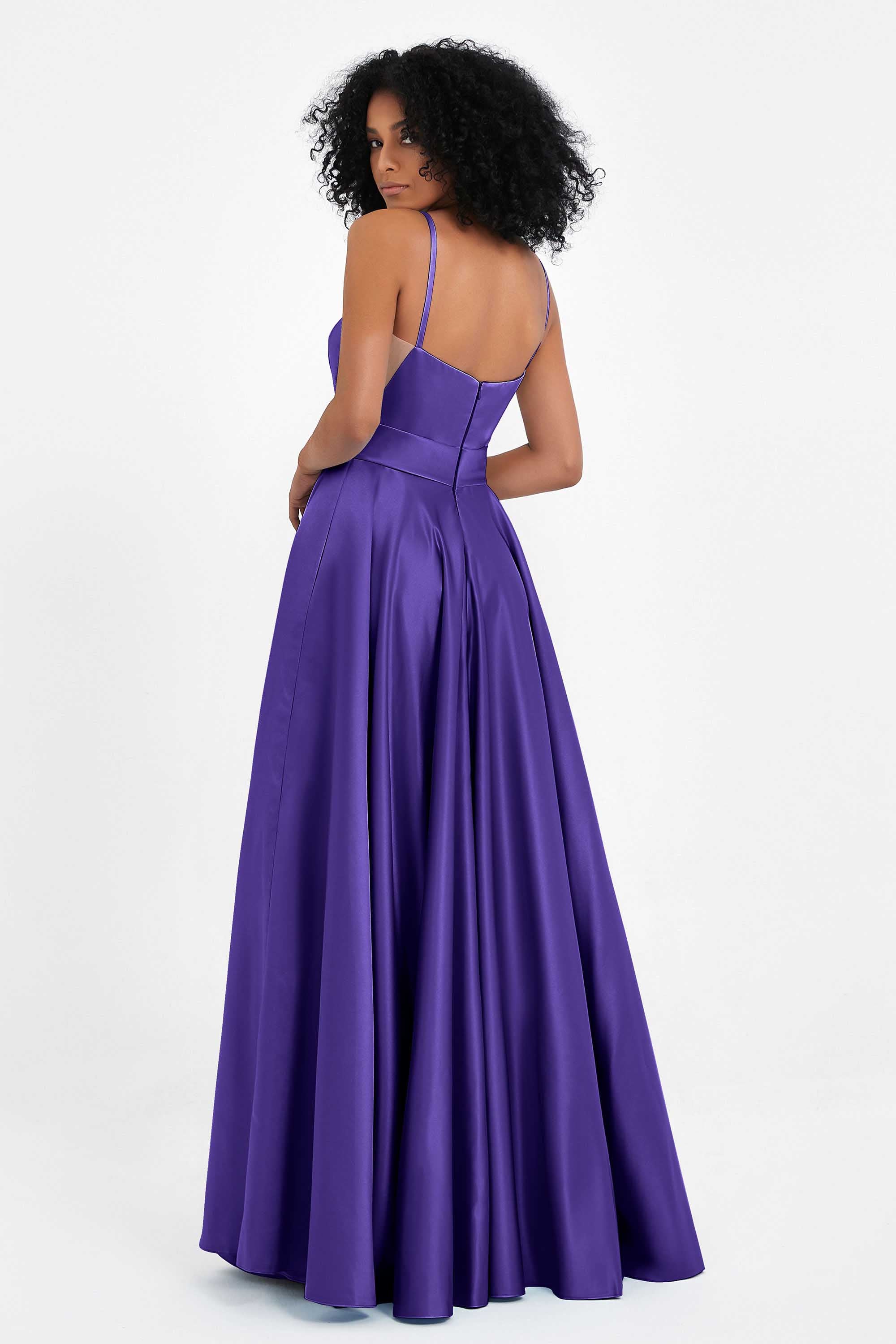 Spaghetti Straps Satin Ball Prom Gowns Long Formal Evening Party Gowns Dresses