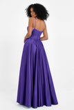 Spaghetti Straps Satin Ball Prom Gowns Long Formal Evening Party Gowns Dresses
