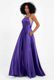 Spaghetti Straps Satin Ball Prom Gowns Long Formal Evening Party Gowns Dresses