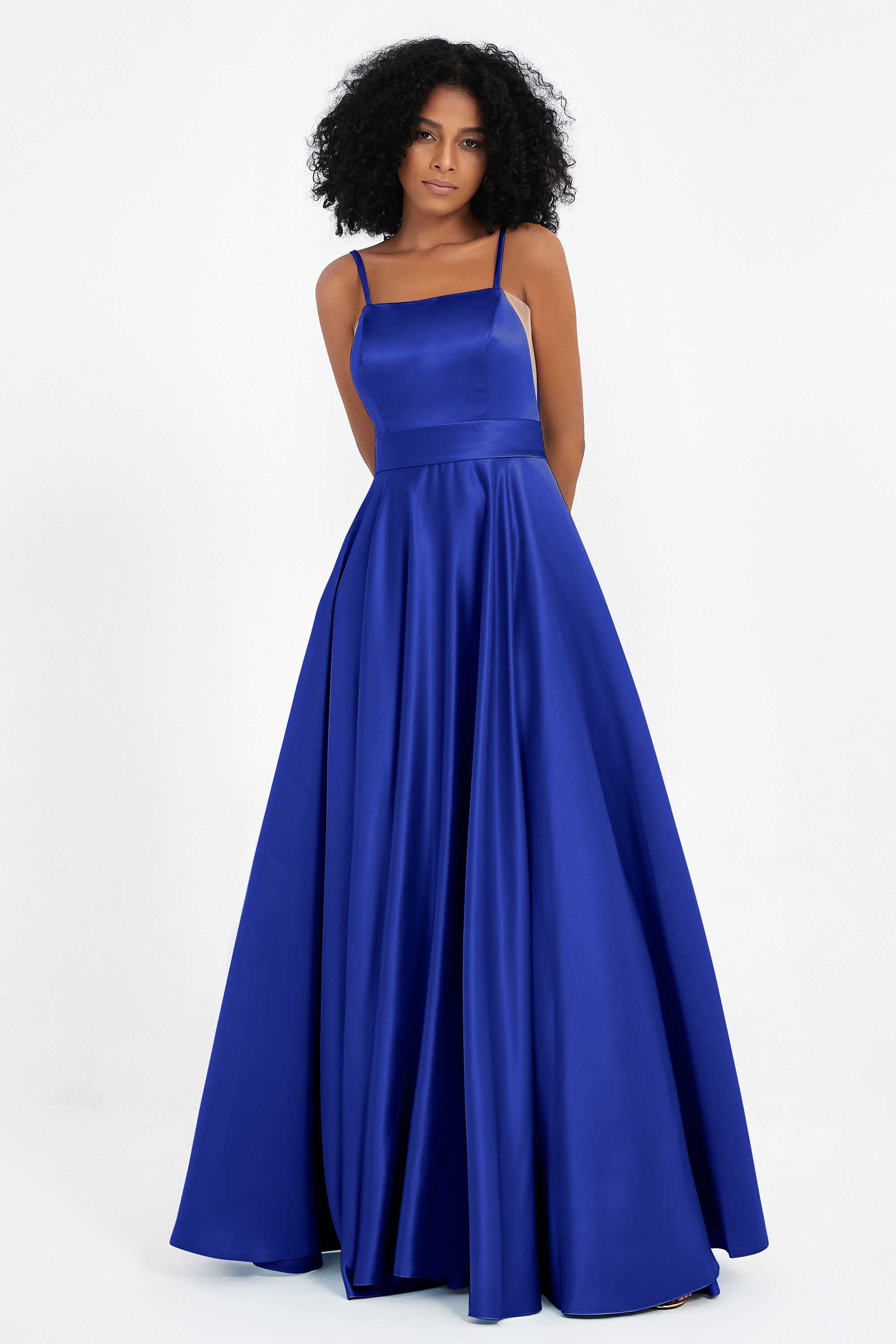 Spaghetti Straps Satin Ball Prom Gowns Long Formal Evening Party Gowns Dresses
