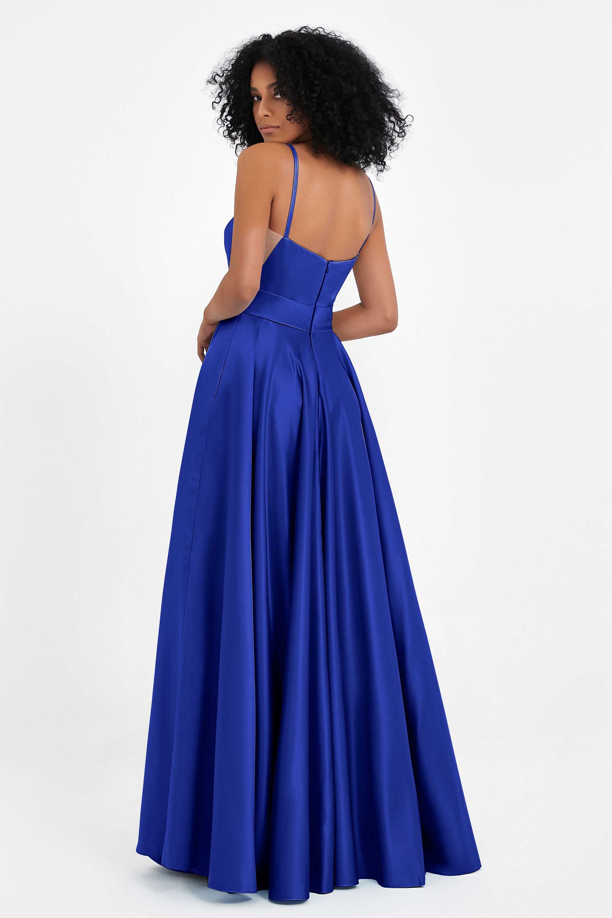 Spaghetti Straps Satin Ball Prom Gowns Long Formal Evening Party Gowns Dresses
