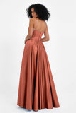 Spaghetti Straps Satin Ball Prom Gowns Long Formal Evening Party Gowns Dresses
