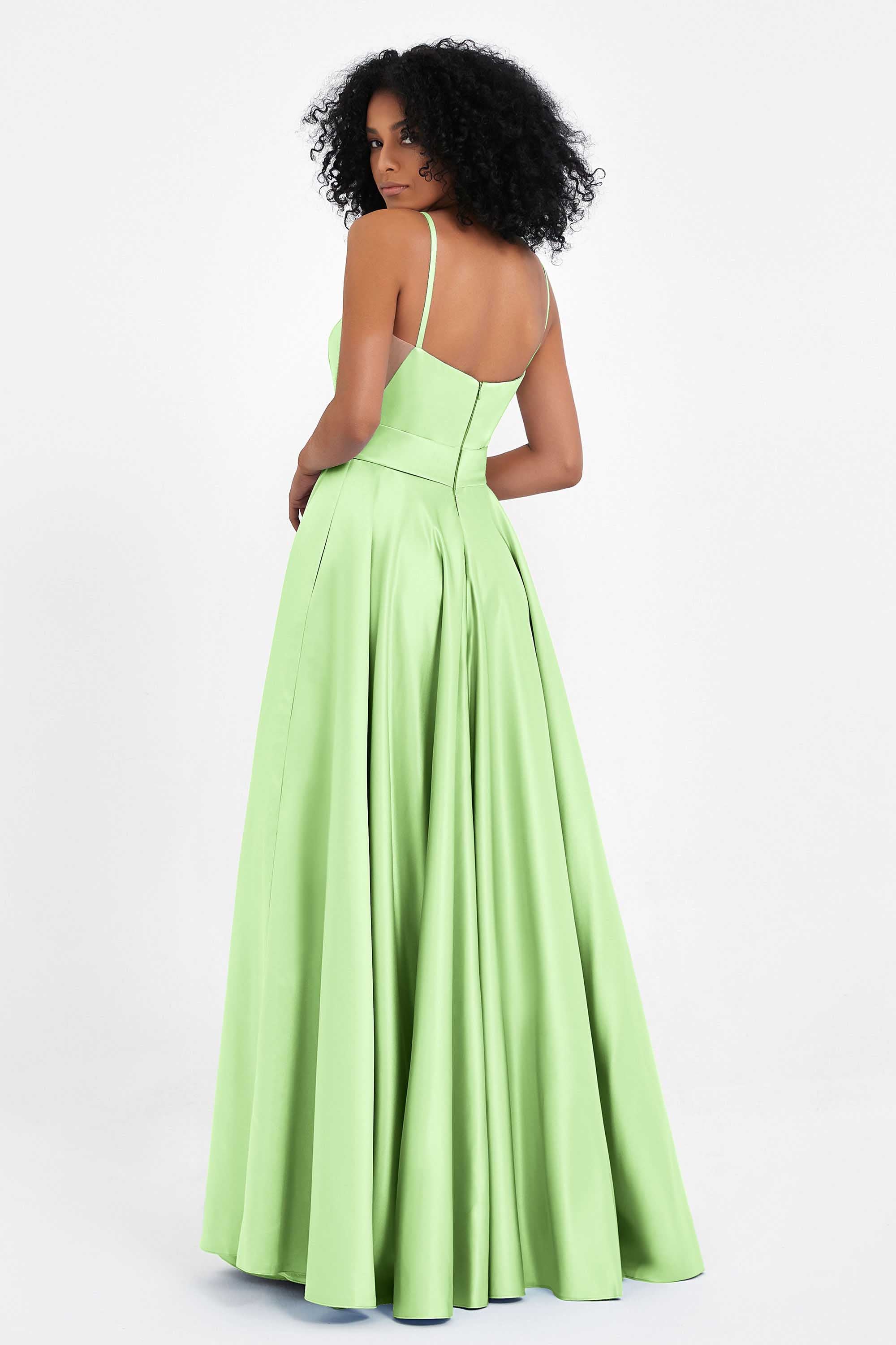 Spaghetti Straps Satin Ball Prom Gowns Long Formal Evening Party Gowns Dresses