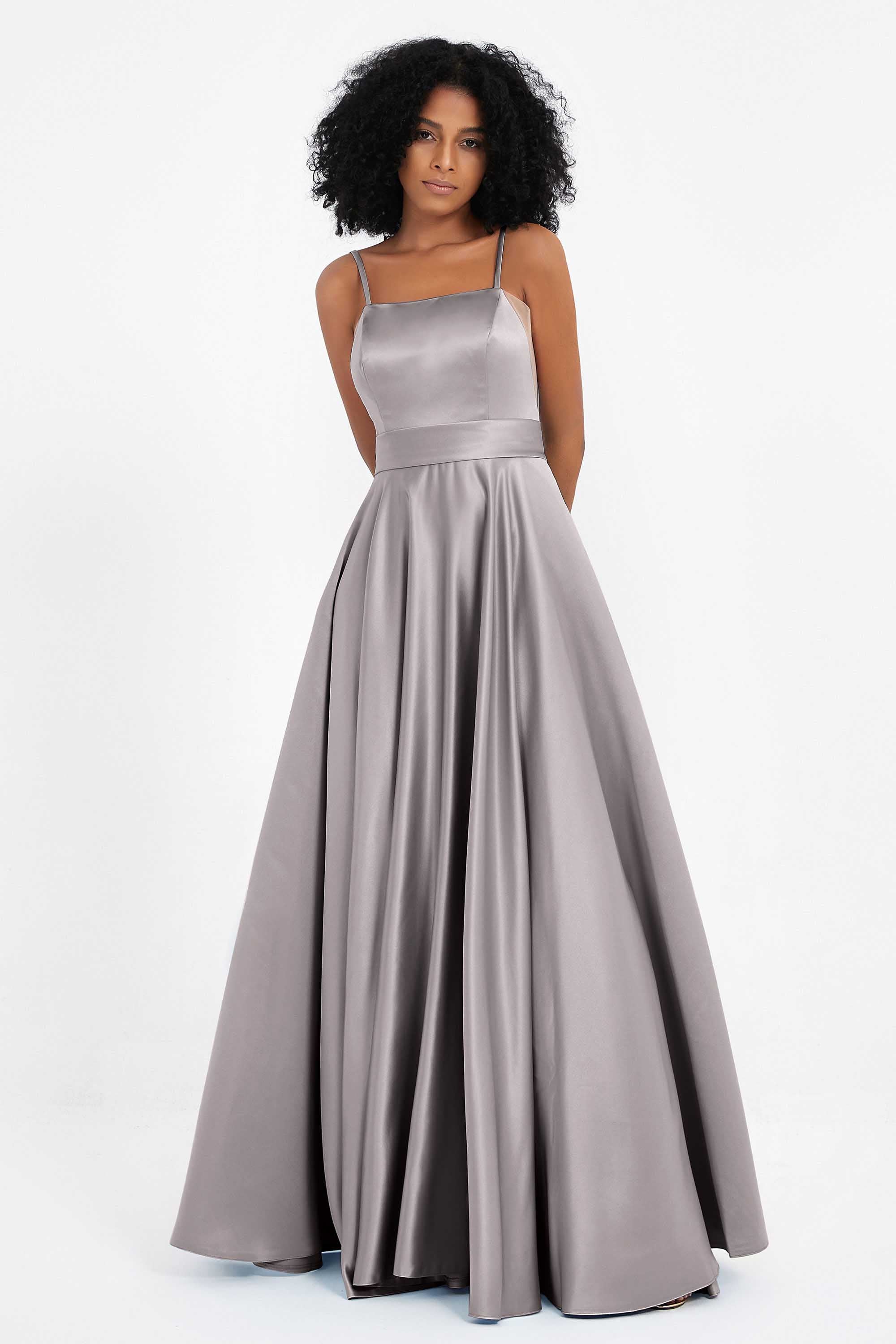 Spaghetti Straps Satin Ball Prom Gowns Long Formal Evening Party Gowns Dresses