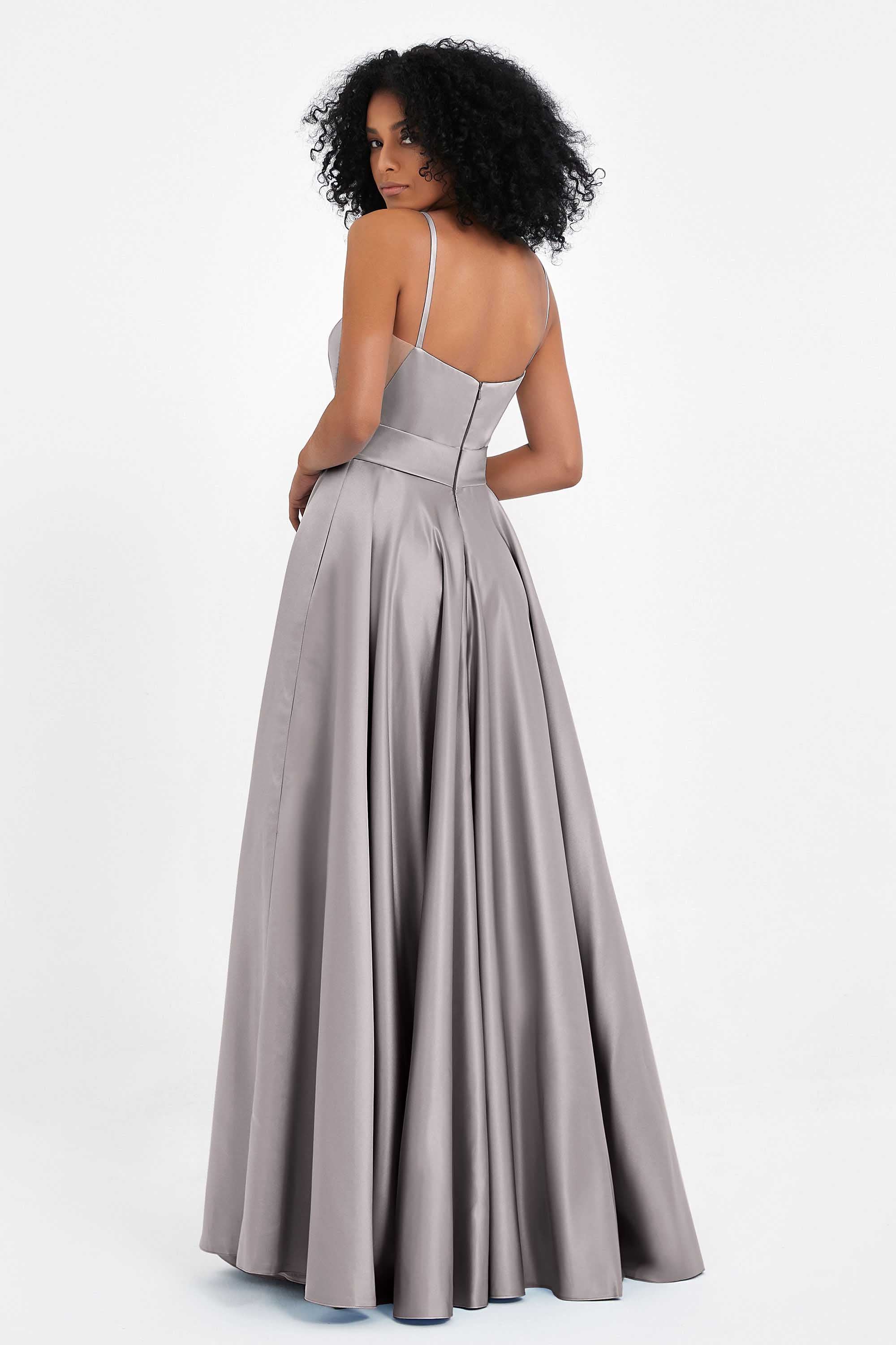 Spaghetti Straps Satin Ball Prom Gowns Long Formal Evening Party Gowns Dresses