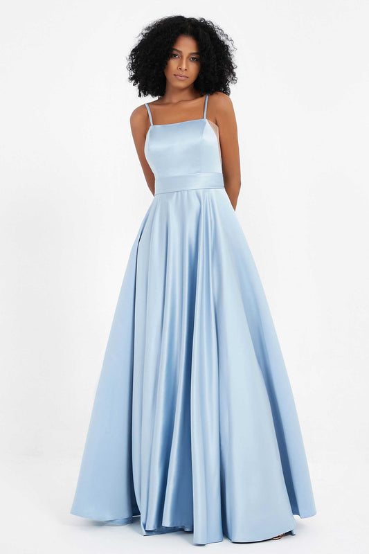 Spaghetti Straps Satin Ball Prom Gowns Long Formal Evening Party Gowns Dresses