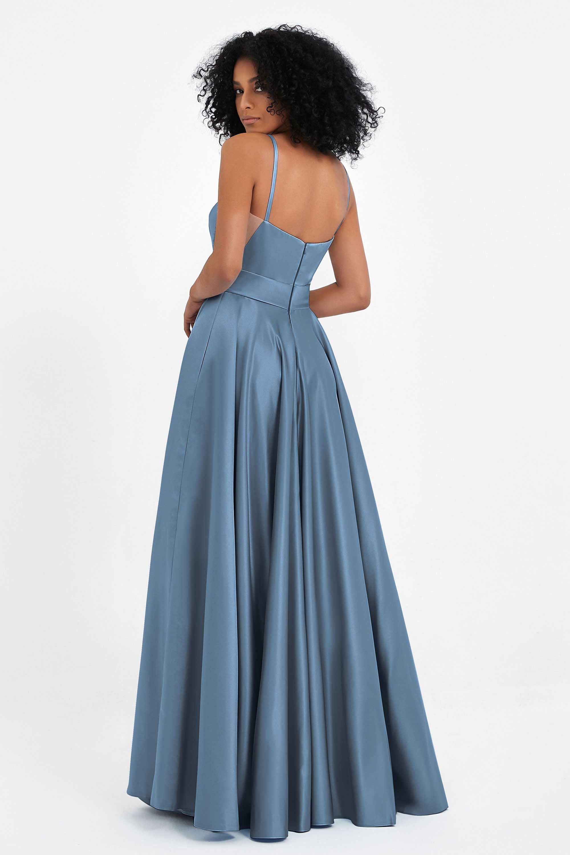 Spaghetti Straps Satin Ball Prom Gowns Long Formal Evening Party Gowns Dresses