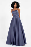 Spaghetti Straps Satin Ball Prom Gowns Long Formal Evening Party Gowns Dresses