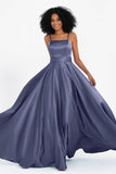 Spaghetti Straps Satin Ball Prom Gowns Long Formal Evening Party Gowns Dresses