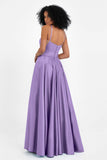 Spaghetti Straps Satin Ball Prom Gowns Long Formal Evening Party Gowns Dresses