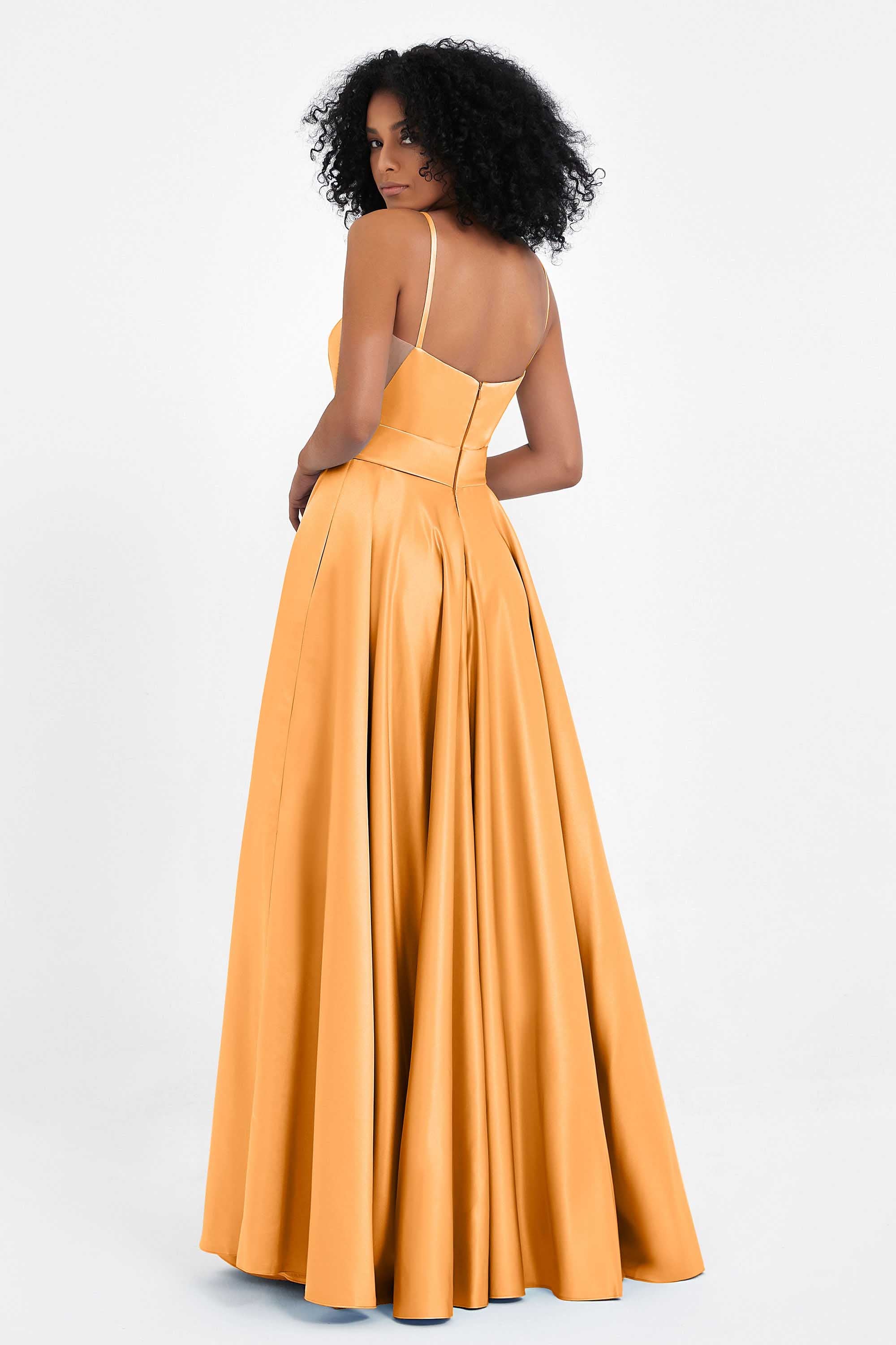 Spaghetti Straps Satin Ball Prom Gowns Long Formal Evening Party Gowns Dresses