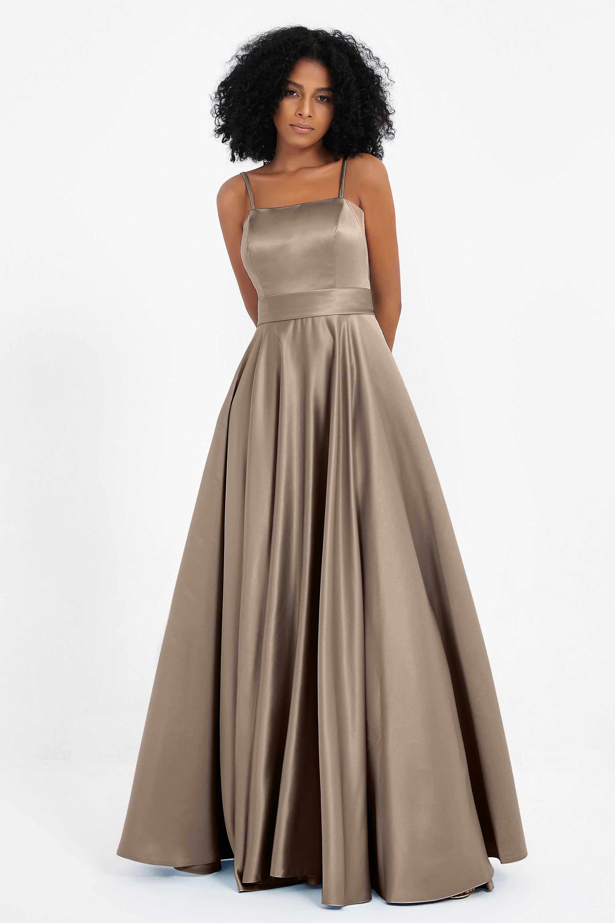 Spaghetti Straps Satin Ball Prom Gowns Long Formal Evening Party Gowns Dresses