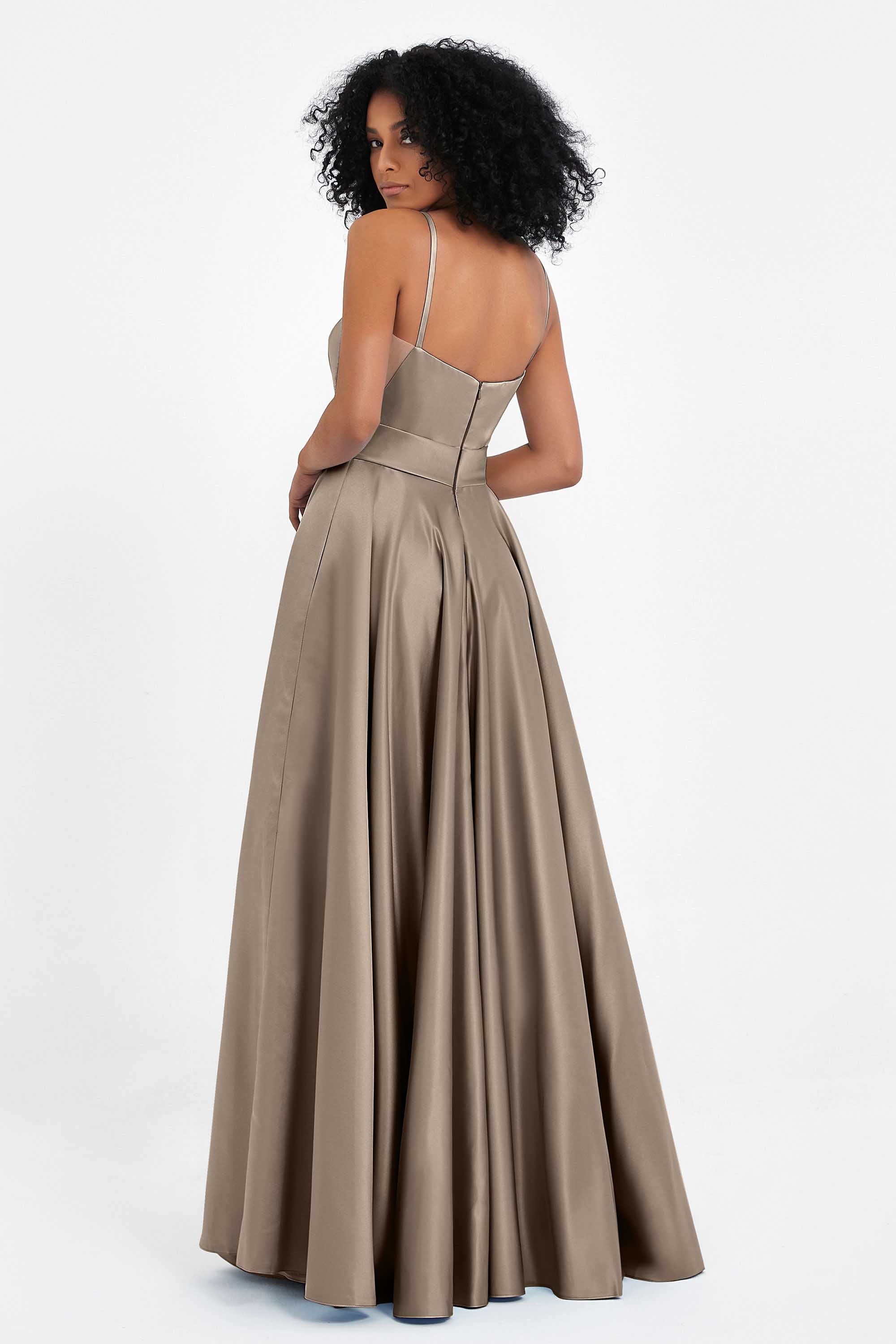 Spaghetti Straps Satin Ball Prom Gowns Long Formal Evening Party Gowns Dresses