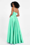 Spaghetti Straps Satin Ball Prom Gowns Long Formal Evening Party Gowns Dresses