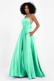 Spaghetti Straps Satin Ball Prom Gowns Long Formal Evening Party Gowns Dresses