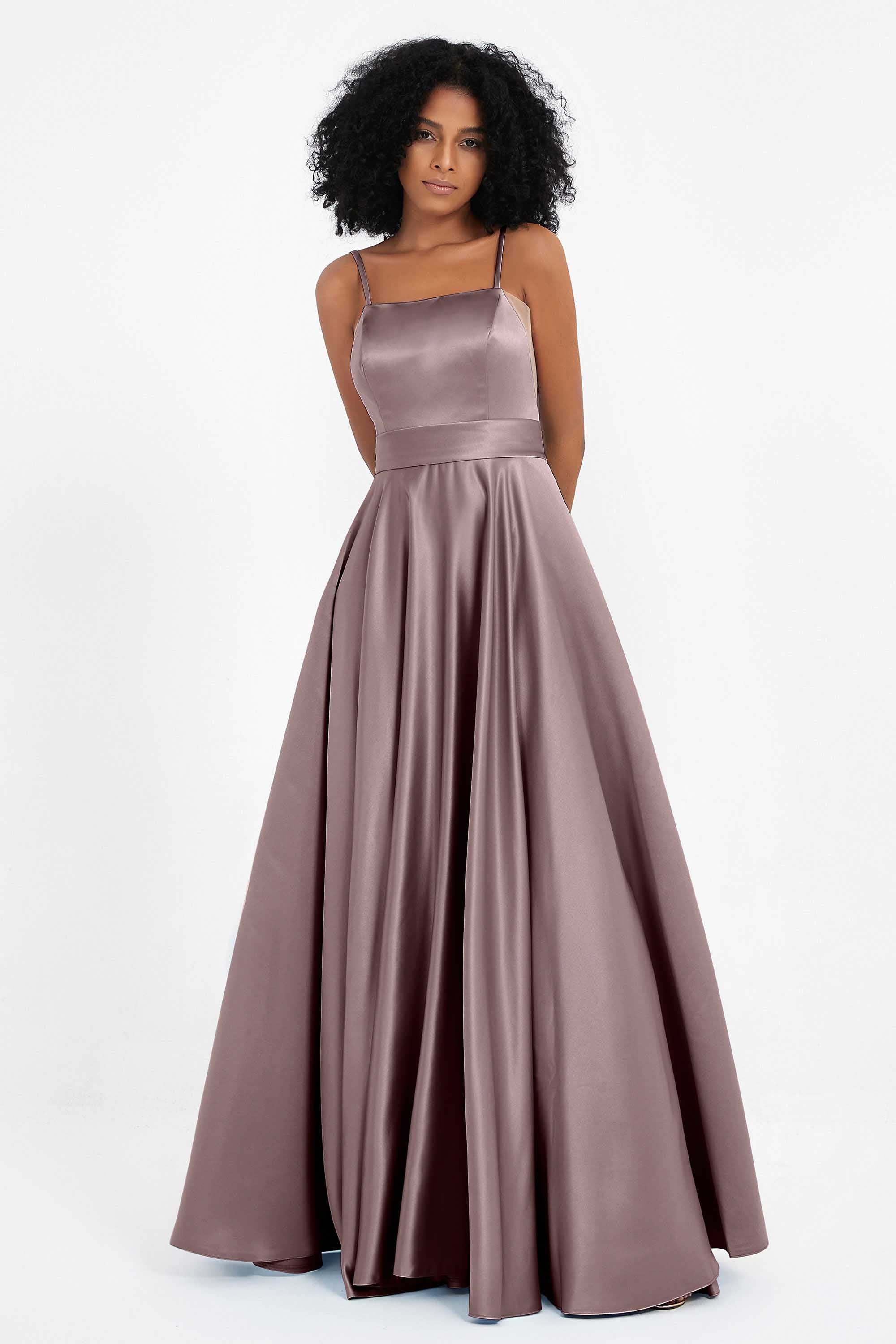 Spaghetti Straps Satin Ball Prom Gowns Long Formal Evening Party Gowns Dresses