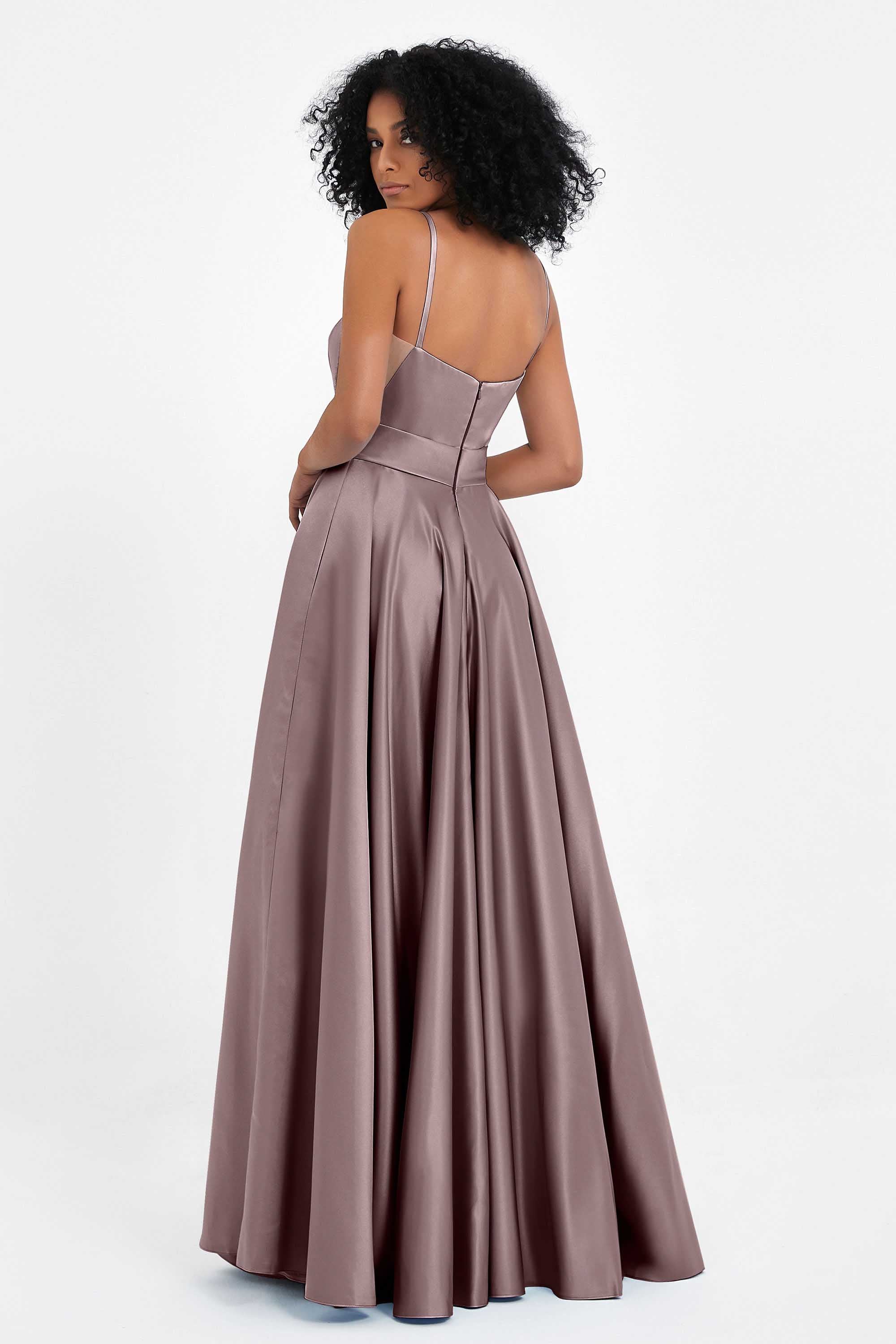 Spaghetti Straps Satin Ball Prom Gowns Long Formal Evening Party Gowns Dresses