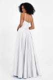 Spaghetti Straps Satin Ball Prom Gowns Long Formal Evening Party Gowns Dresses