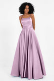 Spaghetti Straps Satin Ball Prom Gowns Long Formal Evening Party Gowns Dresses