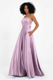 Spaghetti Straps Satin Ball Prom Gowns Long Formal Evening Party Gowns Dresses