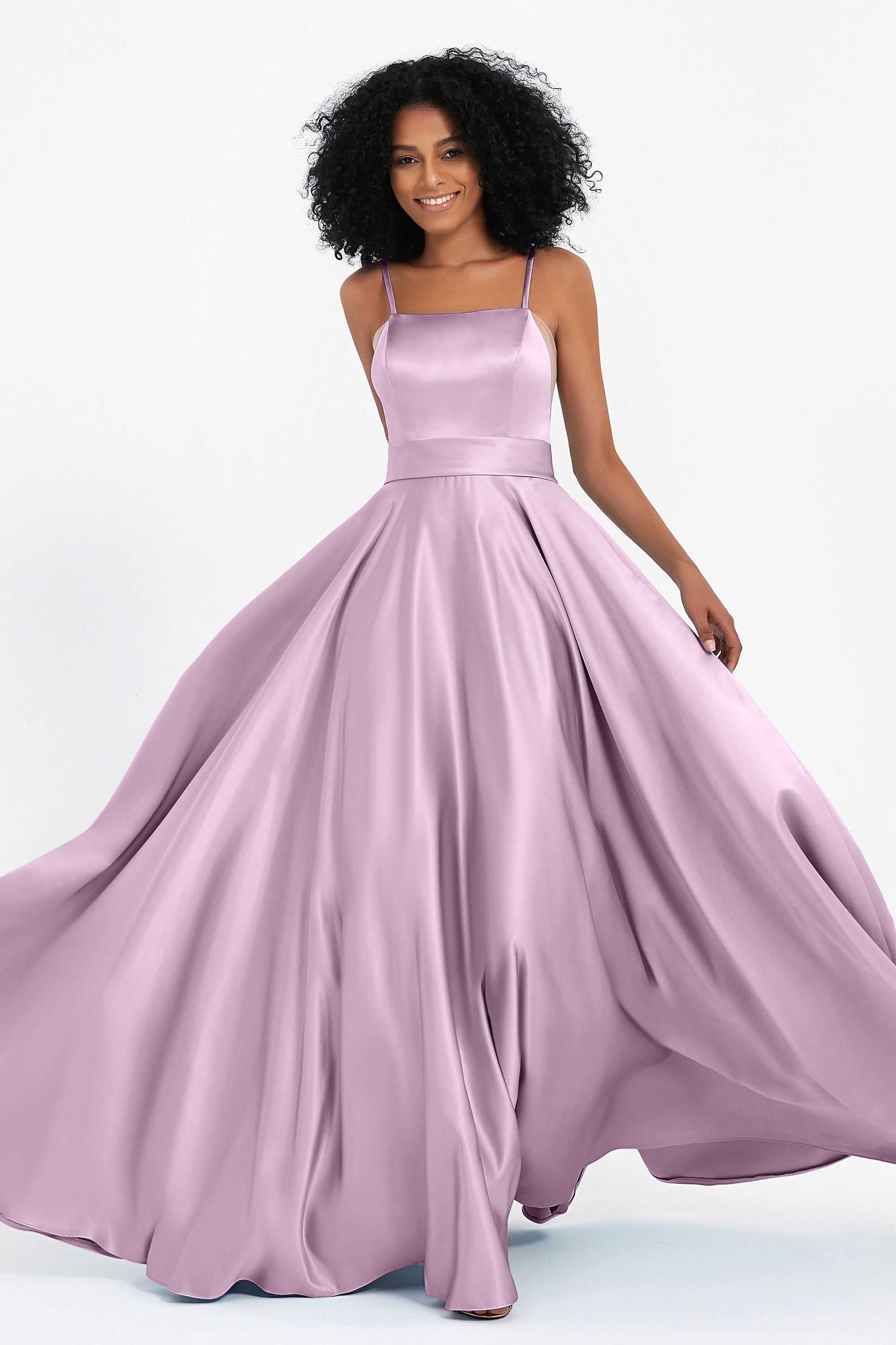 Spaghetti Straps Satin Ball Prom Gowns Long Formal Evening Party Gowns Dresses