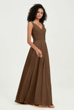 V Neck Chiffon Sleeveless Bridesmaid Dress Pleated Formal Evening Prom Dresses with Bow Sash