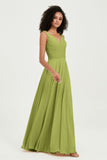 V Neck Chiffon Sleeveless Bridesmaid Dress Pleated Formal Evening Prom Dresses with Bow Sash