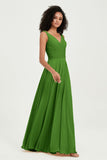 V Neck Chiffon Sleeveless Bridesmaid Dress Pleated Formal Evening Prom Dresses with Bow Sash