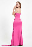 One Shoulder Satin Pleated Formal Evening Dress Sheath Prom Party Gowns