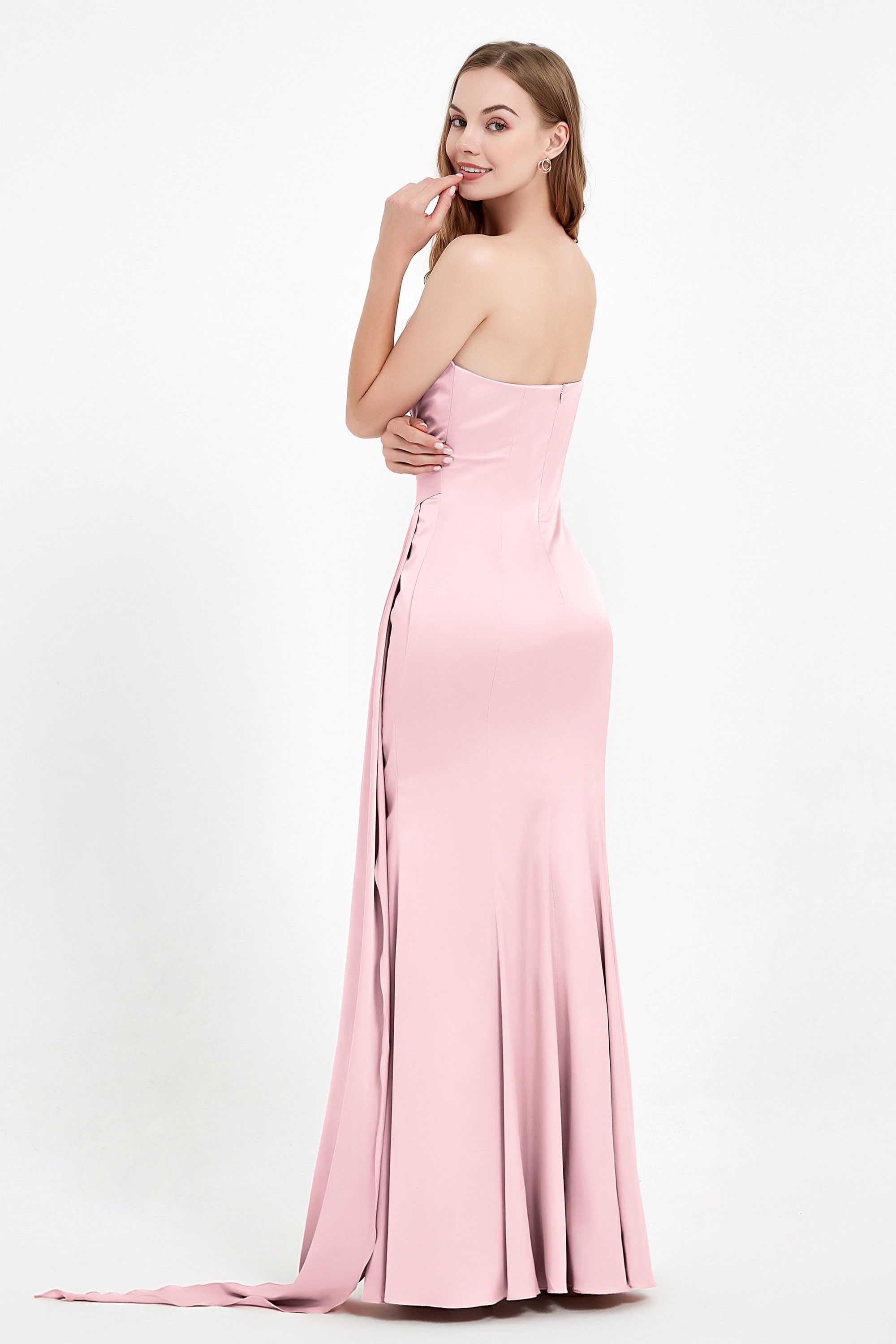 One Shoulder Satin Pleated Formal Evening Dress Sheath Prom Party Gowns