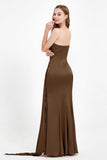 One Shoulder Satin Pleated Formal Evening Dress Sheath Prom Party Gowns