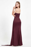 One Shoulder Satin Pleated Formal Evening Dress Sheath Prom Party Gowns