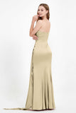 One Shoulder Satin Pleated Formal Evening Dress Sheath Prom Party Gowns