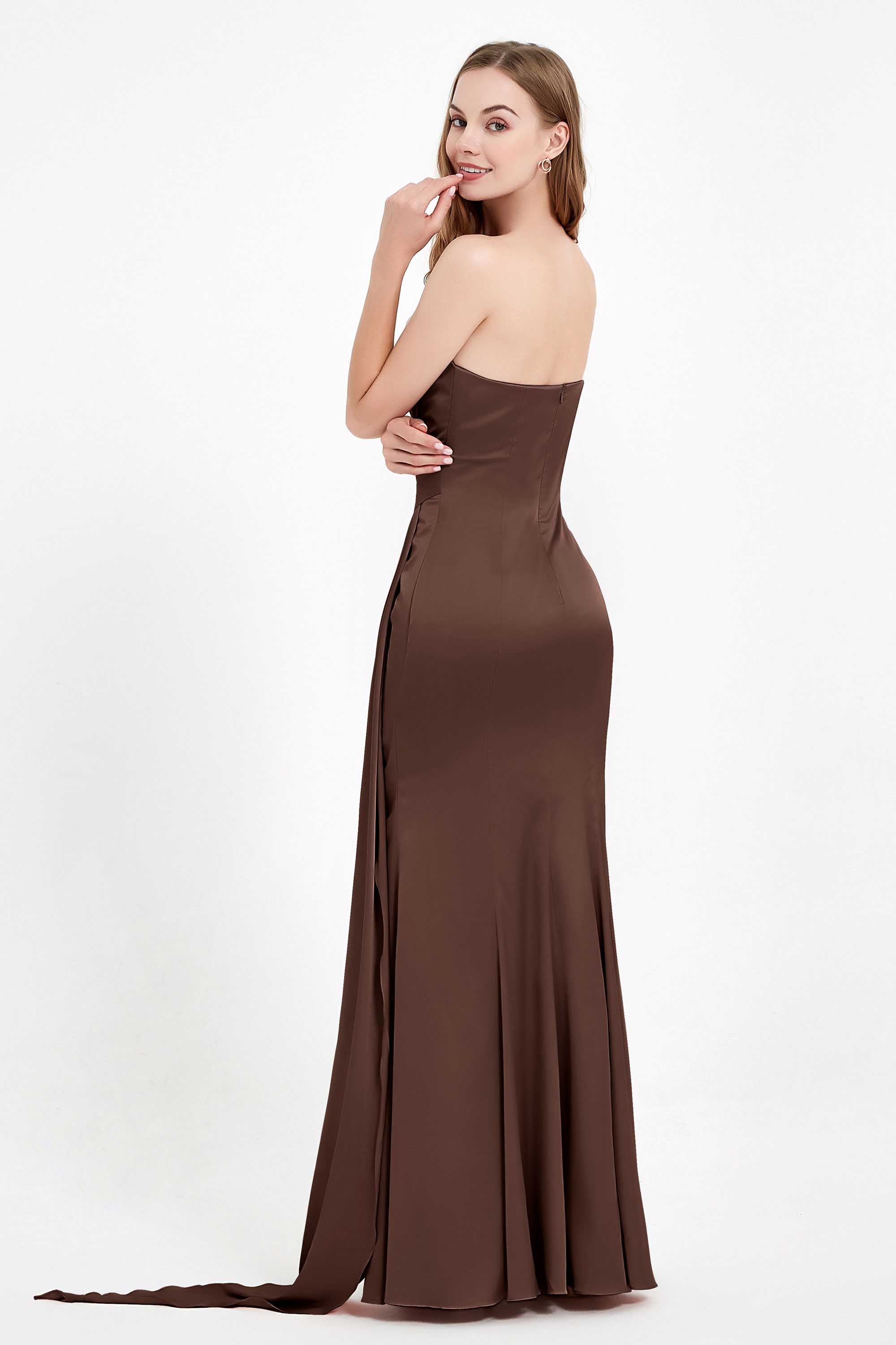 One Shoulder Satin Pleated Formal Evening Dress Sheath Prom Party Gowns