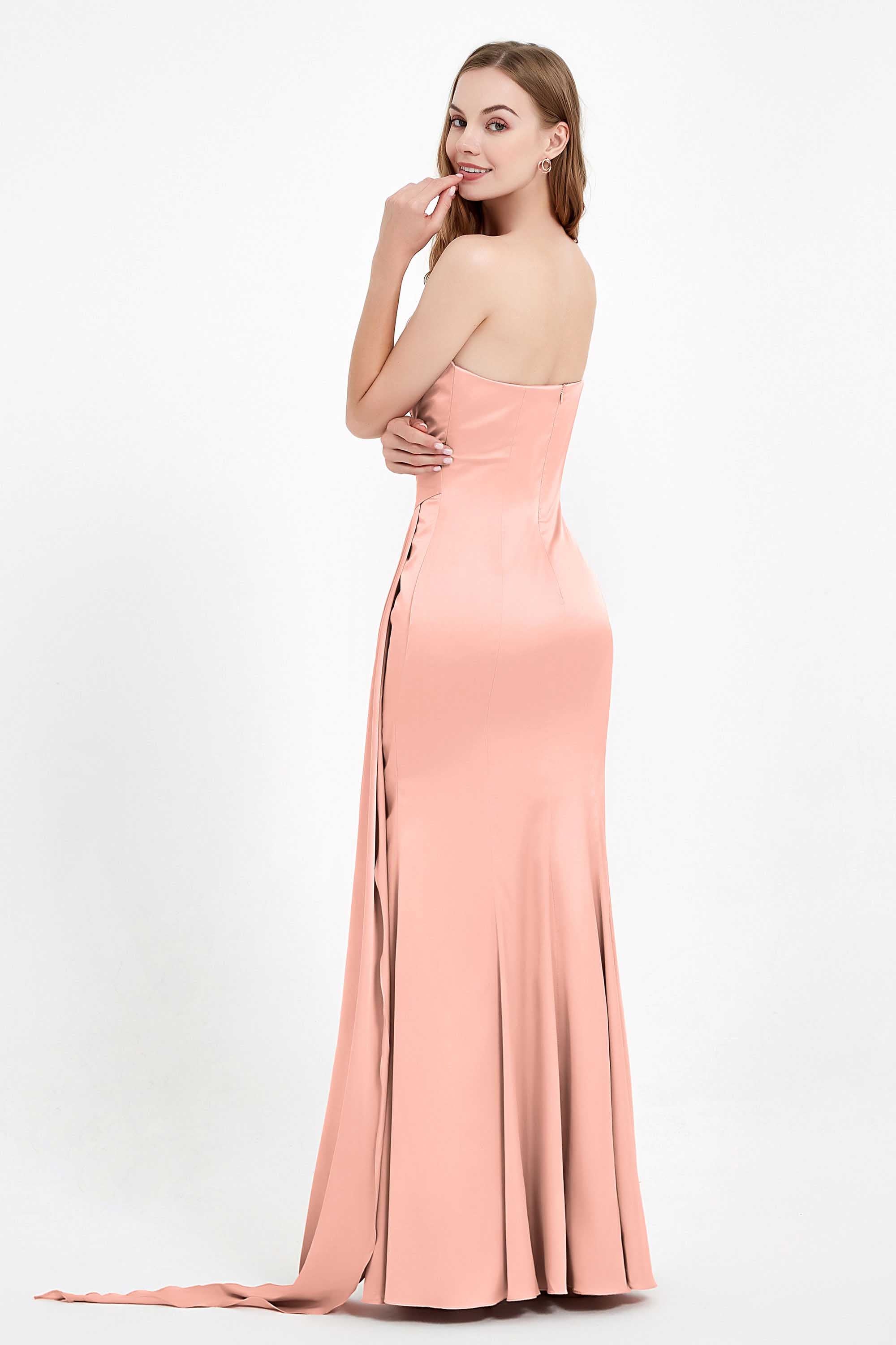 One Shoulder Satin Pleated Formal Evening Dress Sheath Prom Party Gowns