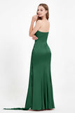 One Shoulder Satin Pleated Formal Evening Dress Sheath Prom Party Gowns